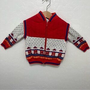 Vintage Fair Isle Christmas Baby Knit Sweater Vest 2 Piece Size 12m